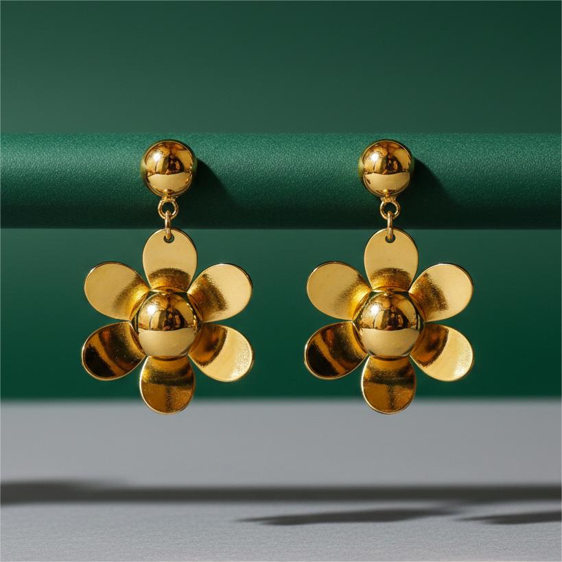Floral Gold Drop Earrings for Women & Girls | Statement Jewelry