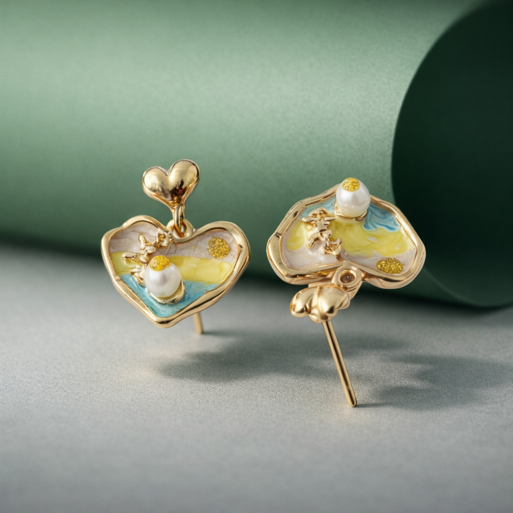 Antique Heart Charm Drop Earrings