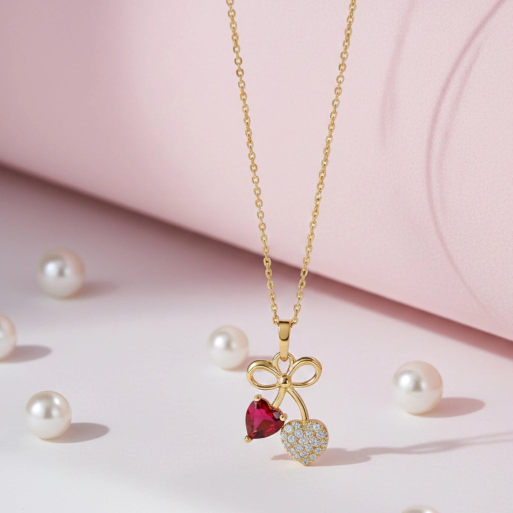 Shadowborne Amour Bow Heart Necklace