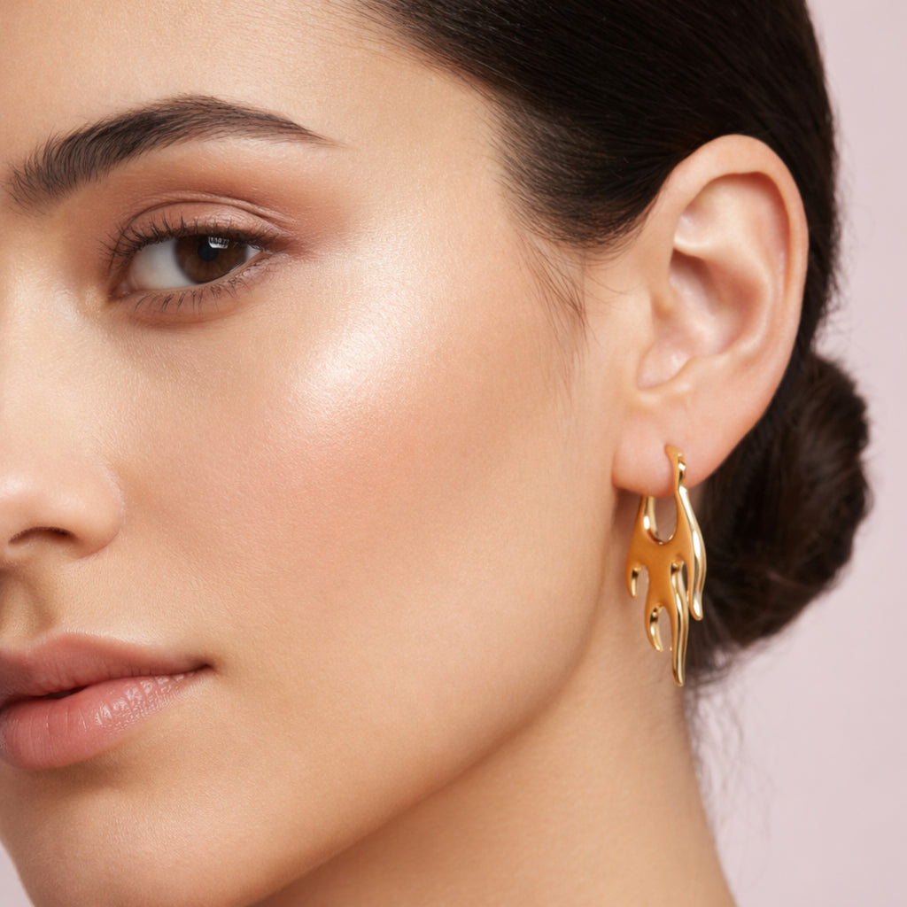 Shadowborne gold flame statement earrings for women